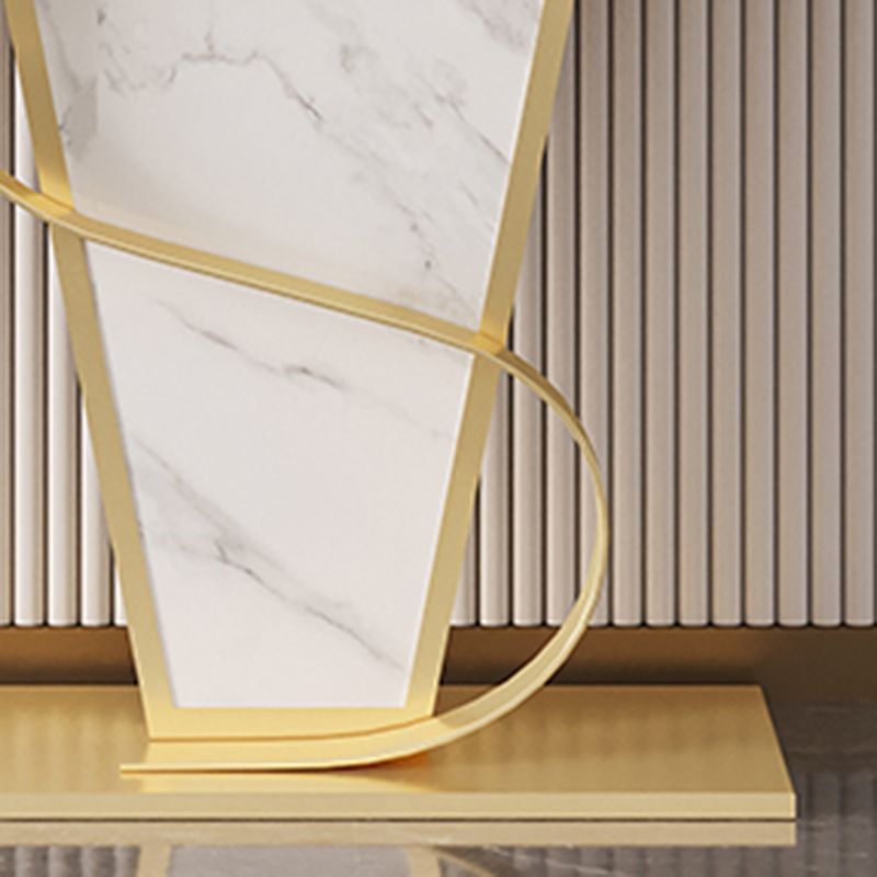 Golden Metal Pedestal Base Half Moon Stain Resistant Console Table