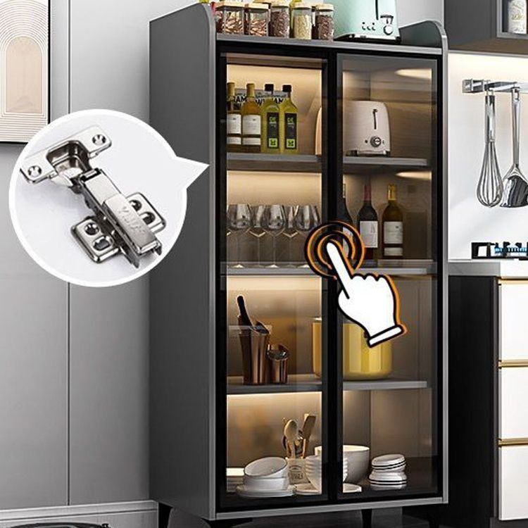 Servidor de madera de servidor de puertas de vidrio de estilo glamorante sin luces LED