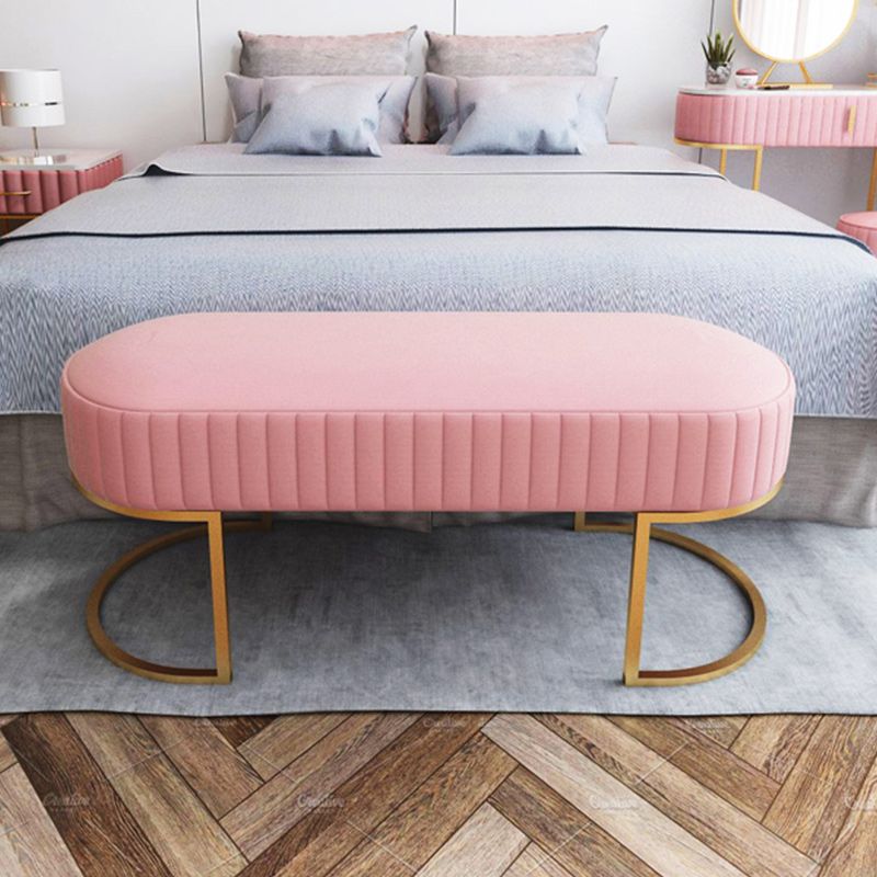 Modern Velvet Foam Bench Oval Solid Color Bench with Legs for Bedroom Clearhalo 'Benches' 'Chairs & Seating' 'furn' 'furn_benches' 'Furniture' 'Living Room Furniture' 1200x1200_e50152c0-98b0-421e-bfd9-041257eb3ebe