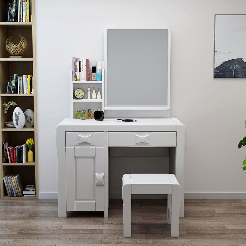 Make-up Vanity Standing Solid Wood Double Drawers Mirror Traditional Bedroom Clearhalo 'Bedroom Furniture' 'furn' 'furn_makeup_vanities' 'Furniture' 'Makeup Vanities' 'makeup_vanities' 1200x1200_e50166bf-6f0b-46dd-a74d-27db44960ef7