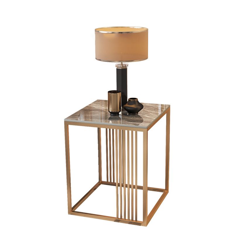 モダンスクエアスレートトップサイドテーブル19.68 "背の高いスチールフレームエンドテーブル