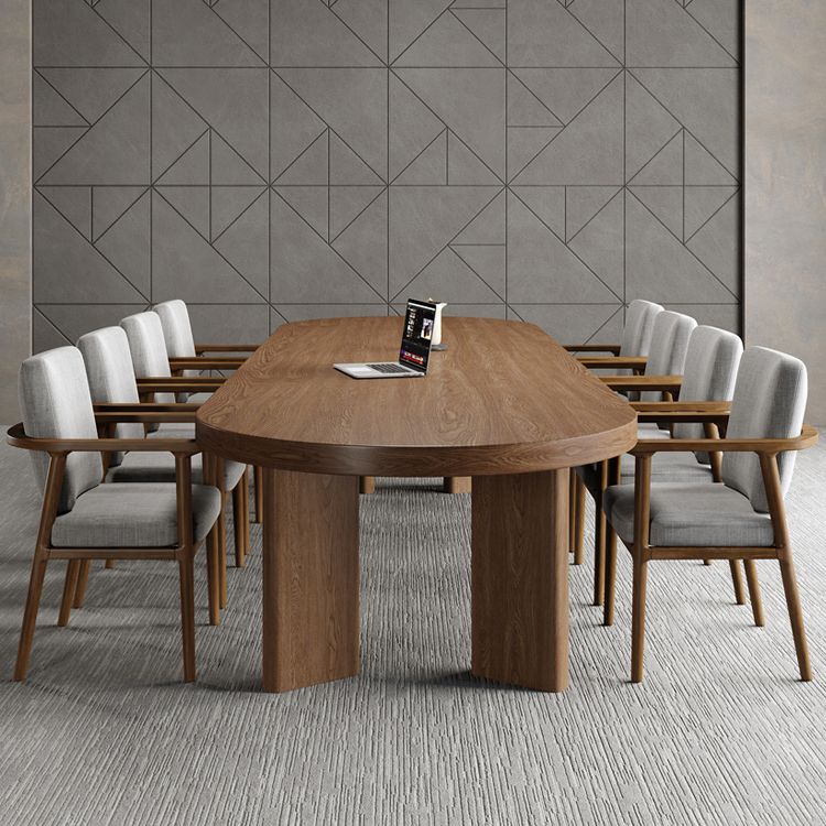 29 "h scrivania di scrittura contemporanea ovale in legno in legno marrone scrivania