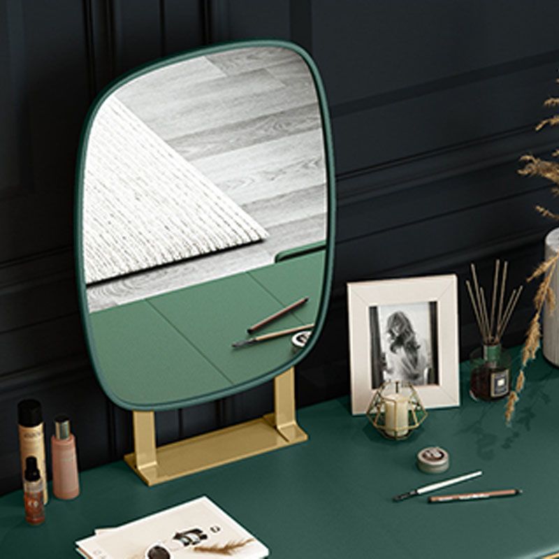 Green Make-up Vanity with 2 Storage Drawers 20.47" Wide Faux Leather Dresser Clearhalo 'Bedroom Furniture' 'furn' 'furn_makeup_vanities' 'Furniture' 'Makeup Vanities' 'makeup_vanities' 1200x1200_e505aa34-be63-4982-9200-2b80e97891ec
