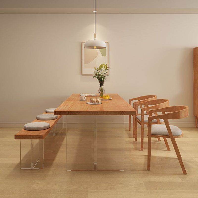 Acrylic Contemporary Rectangular Dining Table Pine Wood Top Table for Dining Room Clearhalo 'Dining Tables & Seating' 'Dining Tables' 'dining_table' 'furn' 'furn_dining_table' 'Furniture' 'Kitchen & Dining Furniture' 1200x1200_e5073337-a7e3-4d8b-b0cf-018333fd9639