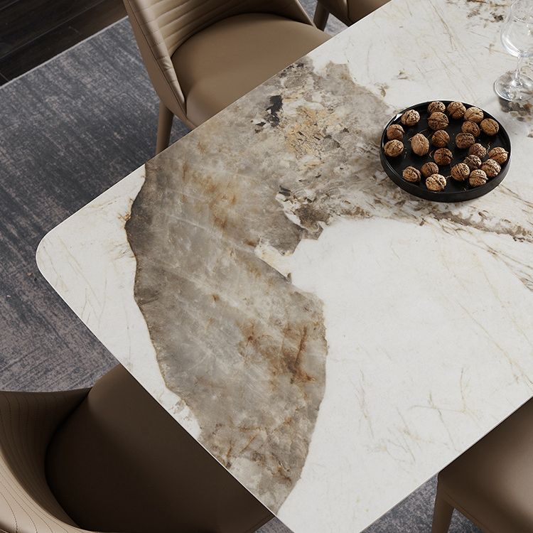Modern Rectangle Sintered Stone Dining Table Set 1/3/4/5/7 Pieces Dining Set for Home Use Clearhalo 'Dining Room Sets' 'Dining Tables & Seating' 'dining_room_set' 'furn' 'furn_dining_room_set' 'Furniture' 'furniture_dining_room_set' 'Kitchen & Dining Furniture' 1200x1200_e5078fa2-25e7-43fe-bce2-c1b649c95082