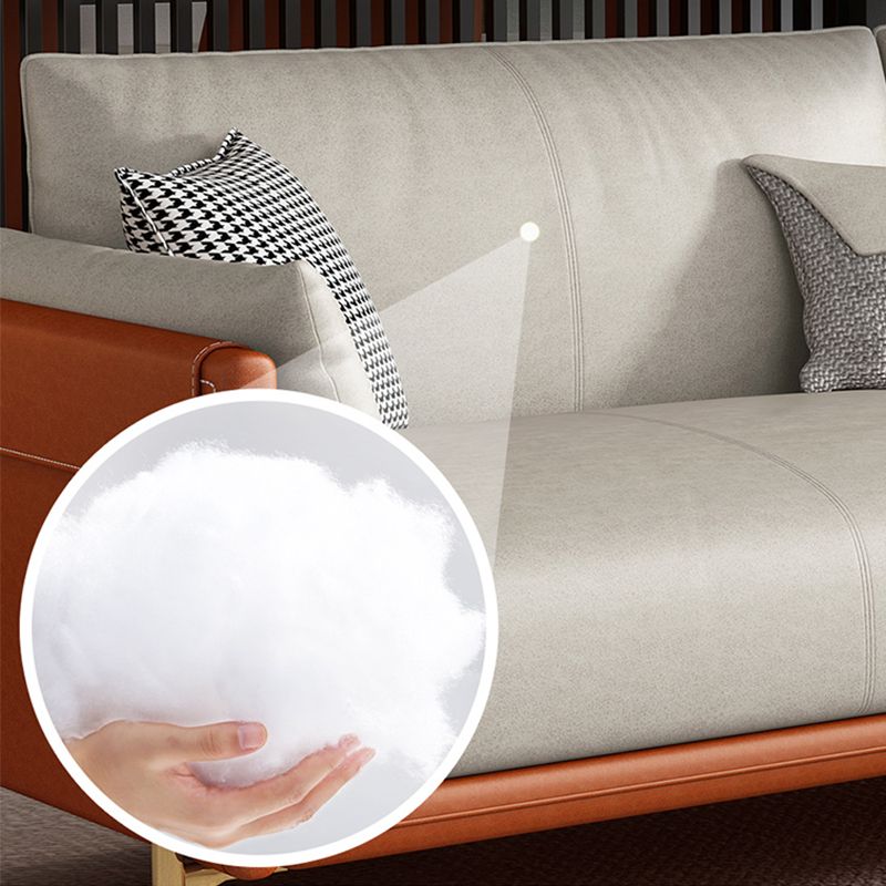 Contemporary Standard Square Arm Leather Settee Couch with Pillows