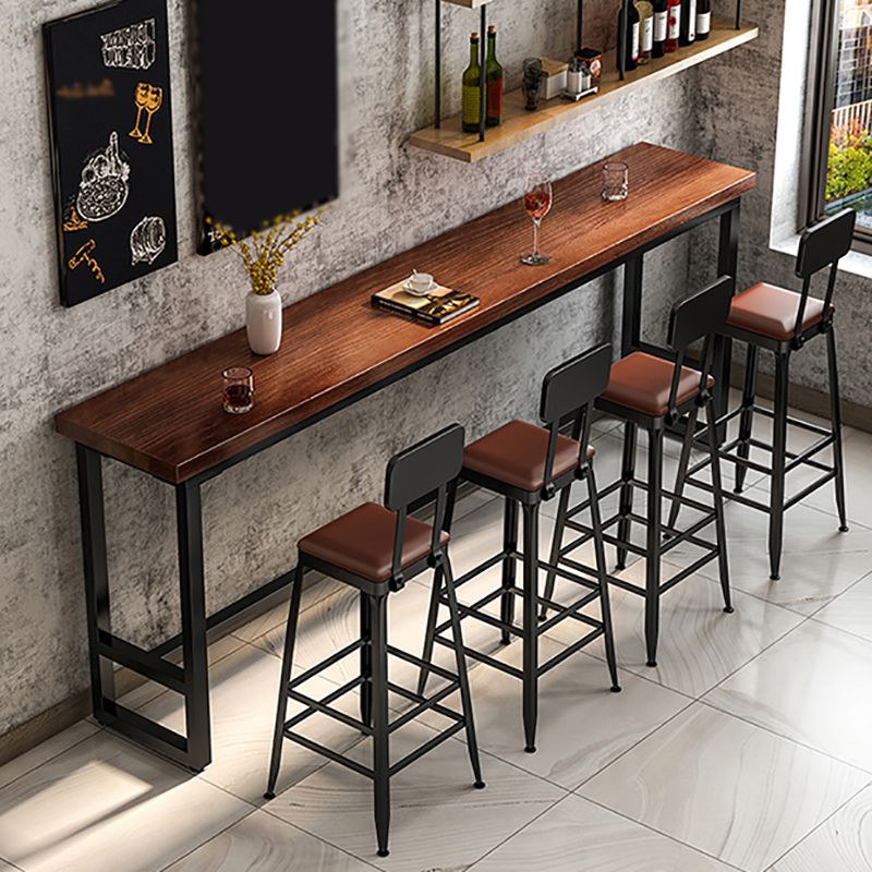 Rectangle Brown Indoor Event and Cocktail Table Trestle Wood Bar Height Pub Table Clearhalo 'Bar Furniture' 'Bar Tables' 'bar_tables' 'furn' 'furn_bar_tables' 'Furniture' 'furniture_bar_tables' 'Kitchen & Dining Furniture' 1200x1200_e508f97f-9119-4e69-9d16-bd667f67d1db