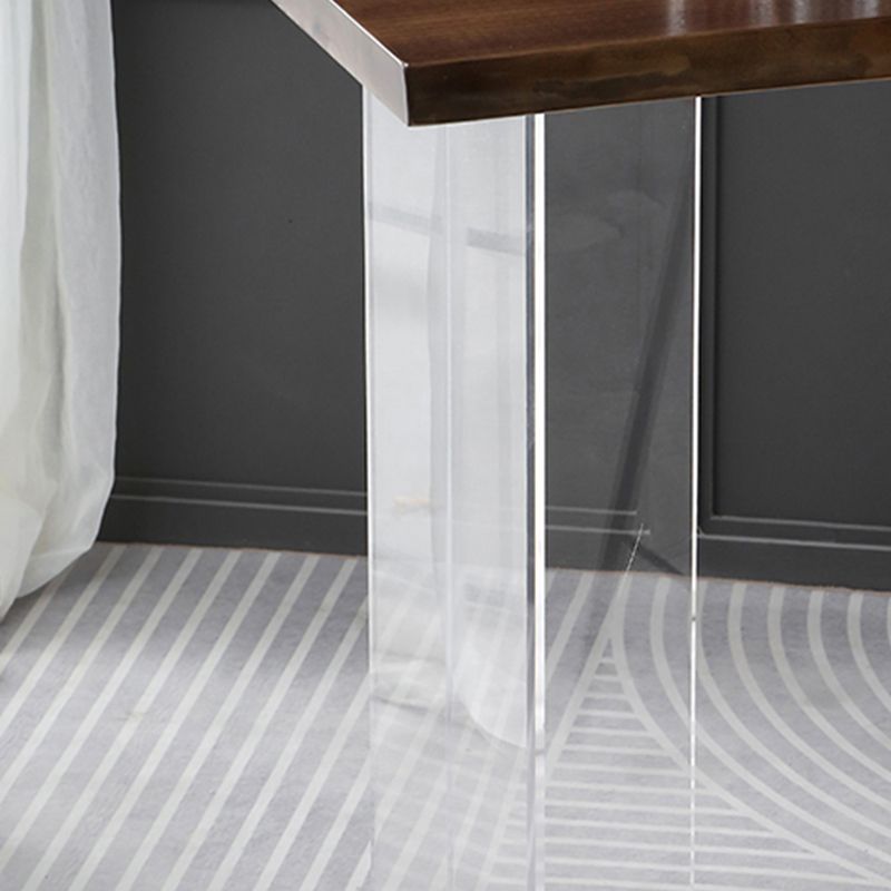 Contemporary Style Solid Wood Top Dining Table with Acrylic Base Clearhalo 'Bar Furniture' 'Bar Tables' 'bar_tables' 'furn' 'furn_bar_tables' 'Furniture' 'Kitchen & Dining Furniture' 1200x1200_e50a53bb-abf9-423a-9872-8cca49830915