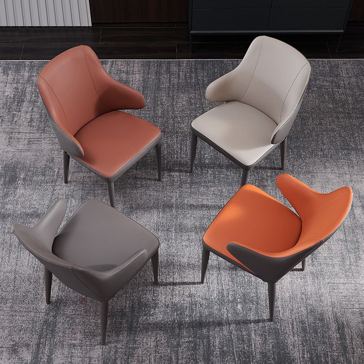 Contemporary Hotel Leather Arm Chair Matte Finish Solid Back Dining Chair Clearhalo ' kitchen&dining_furn' 'Dining Chairs' 'Dining Tables & Seating' 'dining_chair' 'furn' 'furn_dining_chair' 'Furniture' 'furniture_dining_chair' 'Kitchen & Dining Furniture' 'kitchen' 1200x1200_e50a785d-e8b9-4102-b953-675e25906151