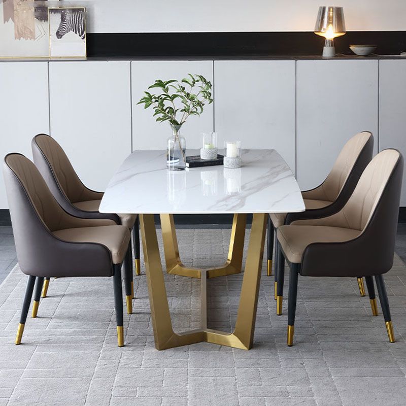 Contemporary 1/4/5/7 Pieces Furniture Sintered Stone Dining Table Set with Golden Base Clearhalo 'Dining Room Sets' 'Dining Tables & Seating' 'dining_room_set' 'furn' 'furn_dining_room_set' 'Furniture' 'furniture_dining_room_set' 'Kitchen & Dining Furniture' 'kitchen&dining_furn' 'kitchen' 1200x1200_e50c0acb-0169-4728-a02c-c4fdec844776