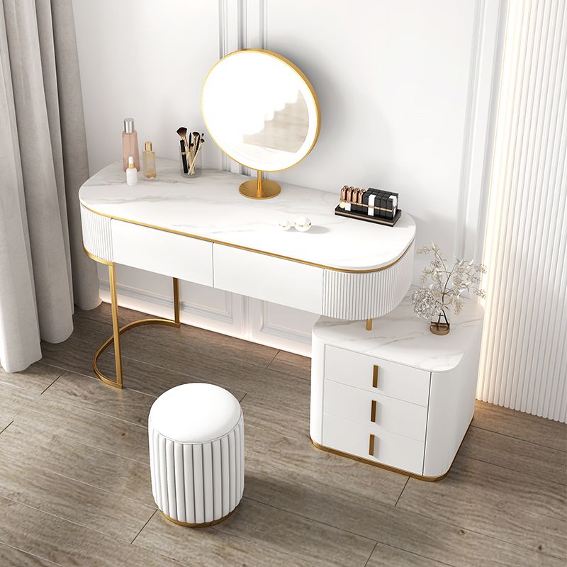 5 Drawers Vanity Set with Padded Stool 29.52" High Dresser in White Clearhalo 'Bedroom Furniture' 'furn' 'furn_makeup_vanities' 'Furniture' 'Makeup Vanities' 'makeup_vanities' 1200x1200_e50cca6c-cd64-42df-8d7c-19e47ae65983