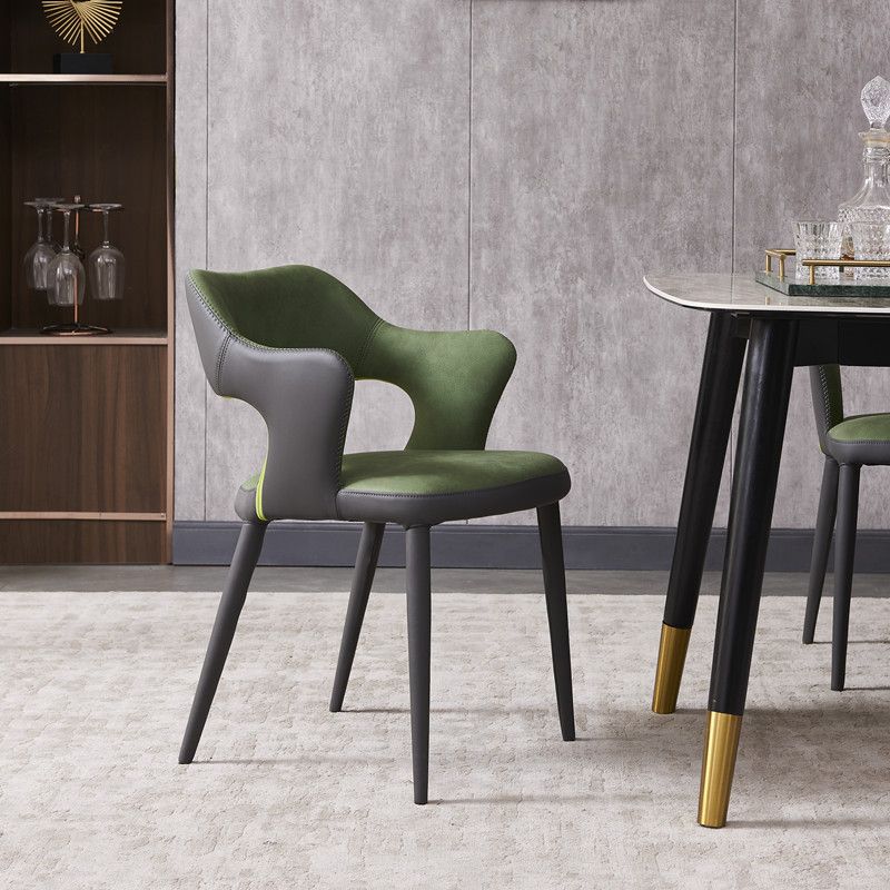 Metal Industrial Dining Room Chair Metallic Finish Open Back Dining Chair Clearhalo ' kitchen&dining_furn' 'Dining Chairs' 'Dining Tables & Seating' 'dining_chair' 'furn' 'furn_dining_chair' 'Furniture' 'furniture_dining_chair' 'Kitchen & Dining Furniture' 'kitchen' 1200x1200_e50d23cd-21a7-469b-8dc0-0f283b7dbb76