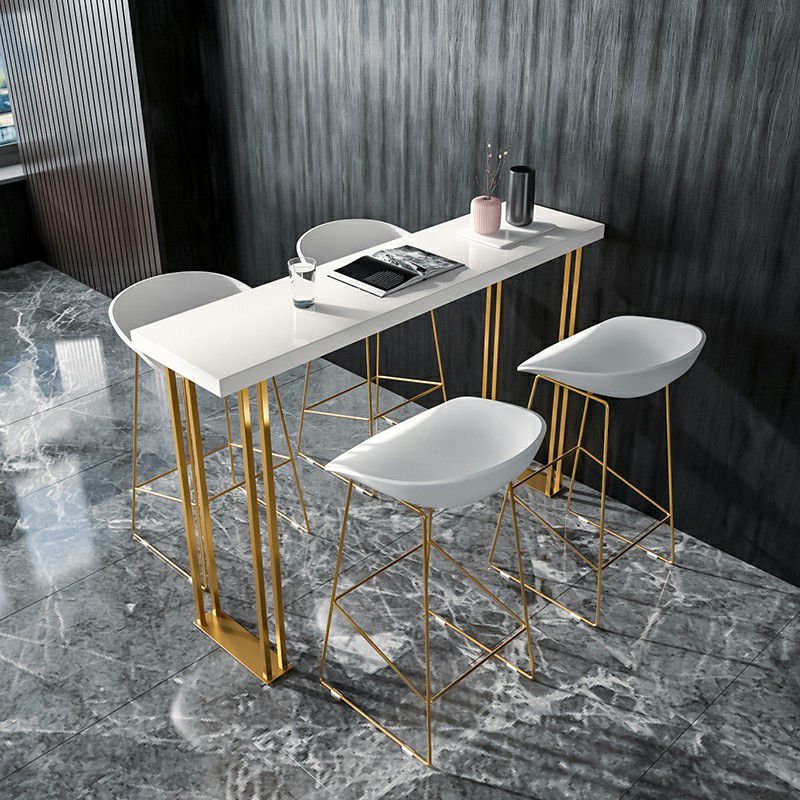 Glam Bar Table Set 1/2/3/5 Pieces Rectangle Bar Table with High Metal Stools Clearhalo 'Bar Furniture' 'furn' 'furn_home_bar_bar_sets' 'Furniture' 'Home Bars & Bar Sets' 'home_bar_bar_sets' 'Kitchen & Dining Furniture' 1200x1200_e50e210a-5d0d-436c-94a6-8214348e9d3d
