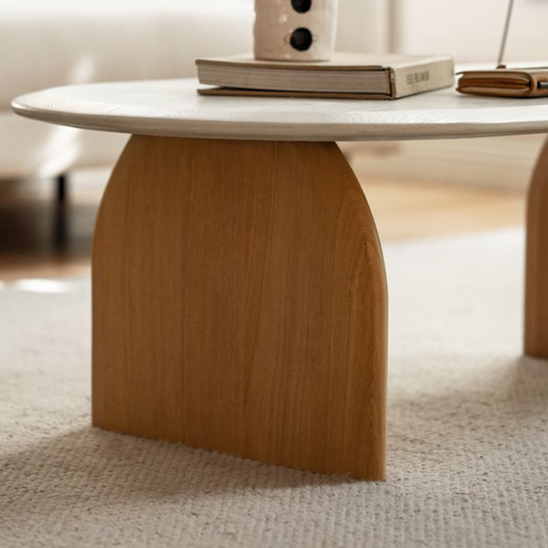 Modern 2 Legs Wooden Coffee Table Oval White Top Cocktail Table Clearhalo 'Coffee & Accent Tables' 'Coffee Tables' 'coffee_tables' 'furn' 'furn_coffee_tables' 'Furniture' 'Living Room Furniture' 1200x1200_e50ea0e1-988b-4f11-8b4c-2a8705ade8b1