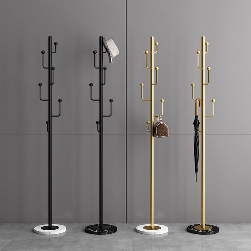 Freistehende Eingangshalle Hall Tree Marmor Basis Kleiderbügel mit 6 Haken