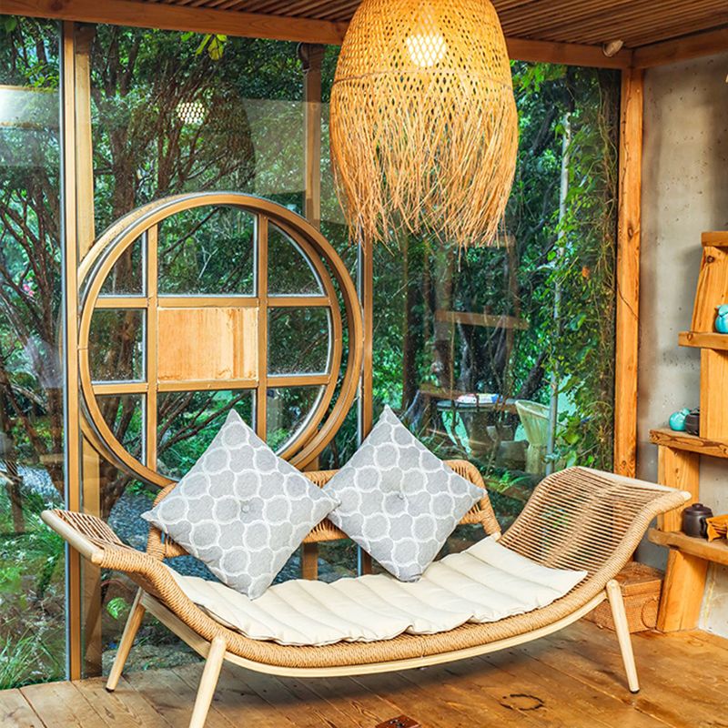 Traditional Rattan Cushioned Yoga Chaise Lounge Chair with Arms and Pillow Accent Chair Clearhalo 'Chairs & Seating' 'Chaise Lounge' 'chaise_lounge' 'furn' 'furn_chaise_lounge' 'Furniture' 'Living Room Furniture' 1200x1200_e5110055-f735-4a3a-8146-c275b9696c7f