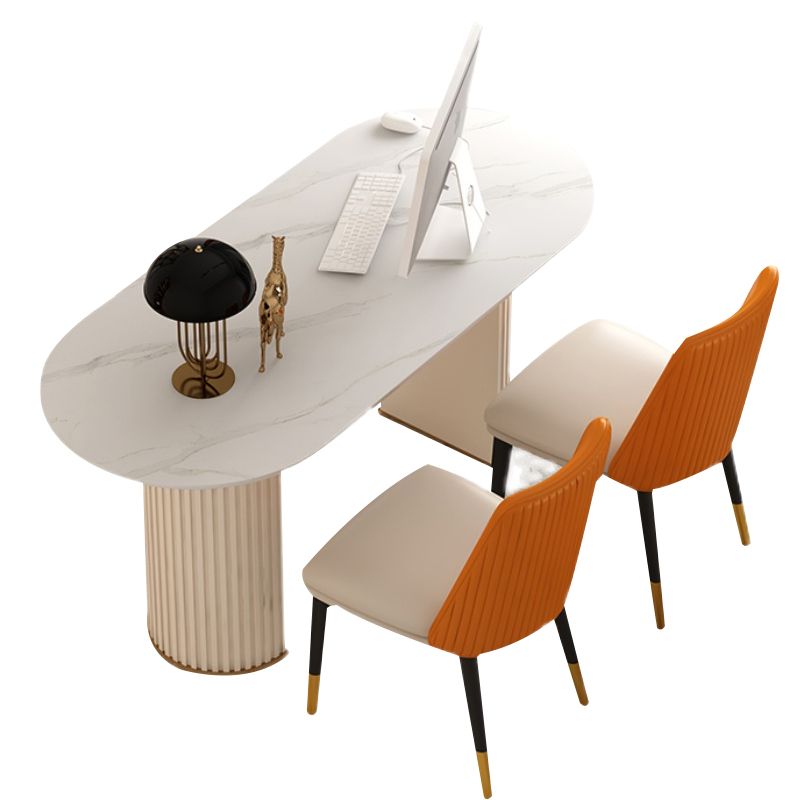 Oval geformte Schieferbüro -Schreibtisch White Writes Desk für Bürohaus