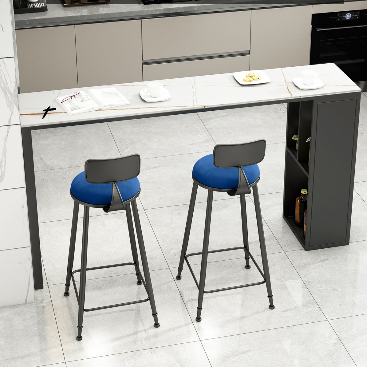 Modern Rectangle Bar Dining Table Double Pedestal Bar Table with Shelves Clearhalo 'Bar Furniture' 'Bar Tables' 'bar_tables' 'furn' 'furn_bar_tables' 'Furniture' 'Kitchen & Dining Furniture' 1200x1200_e51337a5-61d4-4788-8781-aa65ab971b6c
