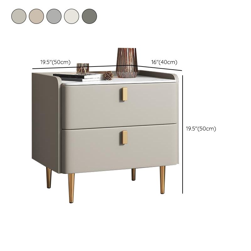 20 "W x 20" H Accento moderno comodino in pietra e comodino in legno con 2-cassetto