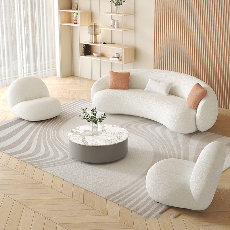 Sofa incurvé de bras en pente Sofa simple en laine nordique en blanc de 27,6 "h