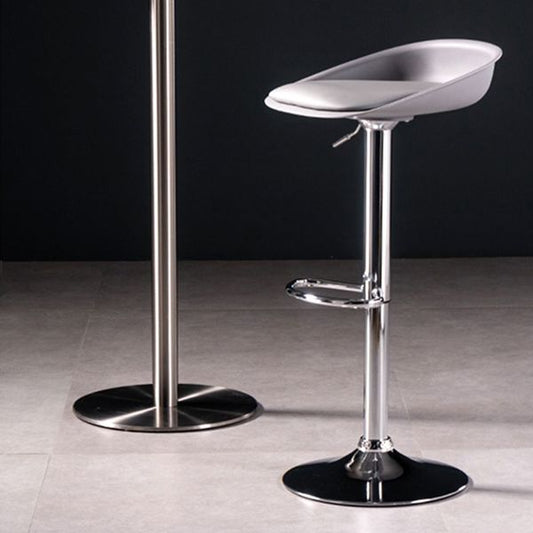 Modern Style Low Back Upholstered Adjustable Bar Stool with Metal Legs