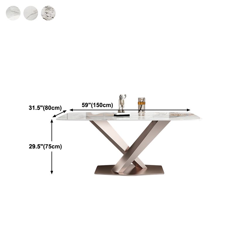 Luxury Sintered Stone Top Table Rectangle Dining Table with Pedestal Base Clearhalo 'Dining Tables & Seating' 'Dining Tables' 'dining_table' 'furn' 'furn_dining_table' 'Furniture' 'furniture_dining_table' 'Kitchen & Dining Furniture' 'kitchen' 'kitchen_dining_table' 1200x1200_e515f01b-09df-42a0-84fa-61a674b8a266