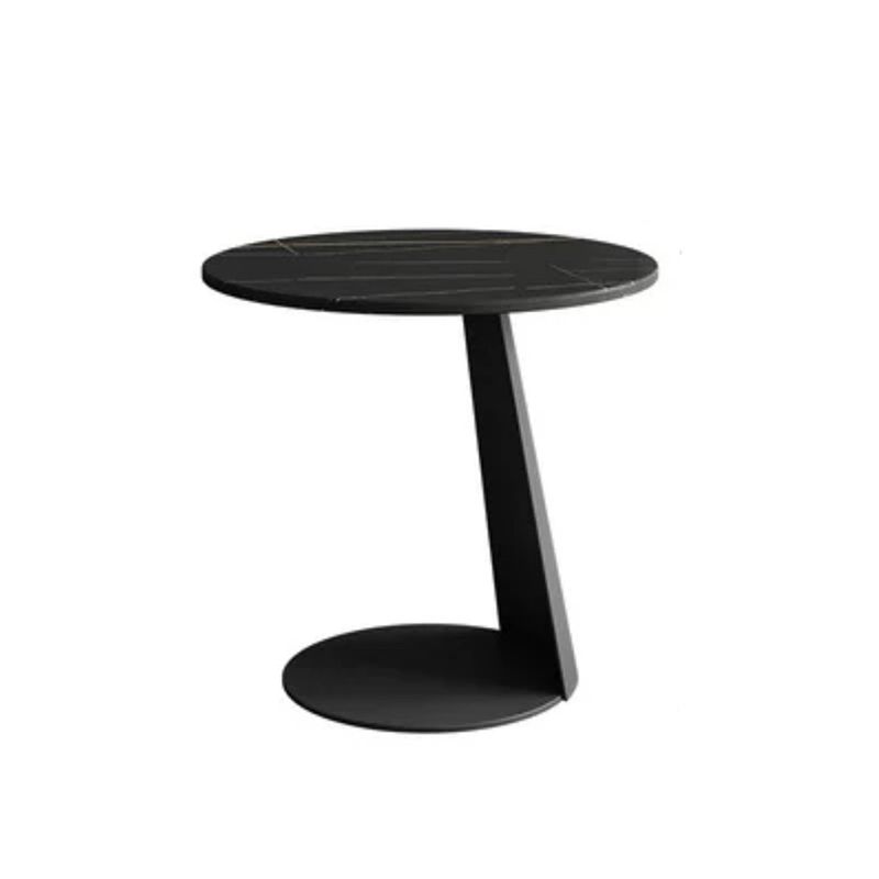 Modern Style Round Coffee Table with Iron Craft Black Base and Rock Slab White Top Clearhalo 'Coffee & Accent Tables' 'Coffee Tables' 'coffee_tables' 'furn' 'furn_coffee_tables' 'Furniture' 'Living Room Furniture' 1200x1200_e5177414-3d2b-4b6e-b1ff-5f6e04a3c1d7