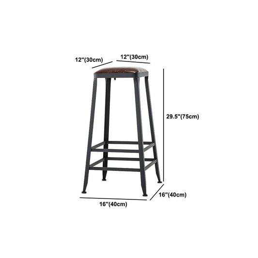 Industrial Coffee Shop Footrest Barstool Black Upholstered Counter Stool