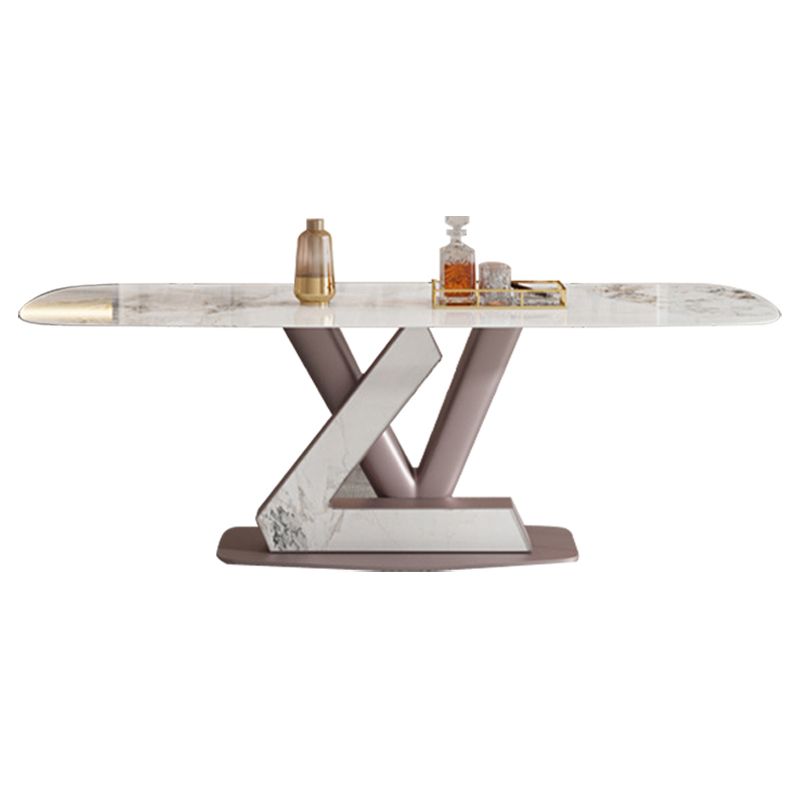 Metal Traditional Luxury Rectangle Table Sintered Stone Table with Pedestal Clearhalo ' dining_table' 'Dining Tables & Seating' 'Dining Tables' 'furn' 'furn_dining_table' 'Furniture' 'furniture_dining_table' 'Kitchen & Dining Furniture' 'kitchen&dining_furn' 'kitchen' 'kitchen_dining_table' 1200x1200_e518b854-2642-4e8d-920d-709b63de64fc