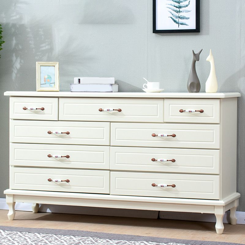 Modern Wooden Accent Chest with 9 Drawers with Cabriole Legs Chest