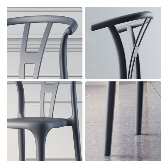 Contemporary Style Plastic Dining Chair Wishbone Back Chair for Kitchen Clearhalo ' kitchen&dining_furn' 'Dining Chairs' 'Dining Tables & Seating' 'dining_chair' 'furn' 'furn_dining_chair' 'Furniture' 'furniture_dining_chair' 'Kitchen & Dining Furniture' 'kitchen' 1200x1200_e519c1b5-bfc7-4331-9b7b-048e8c54489a