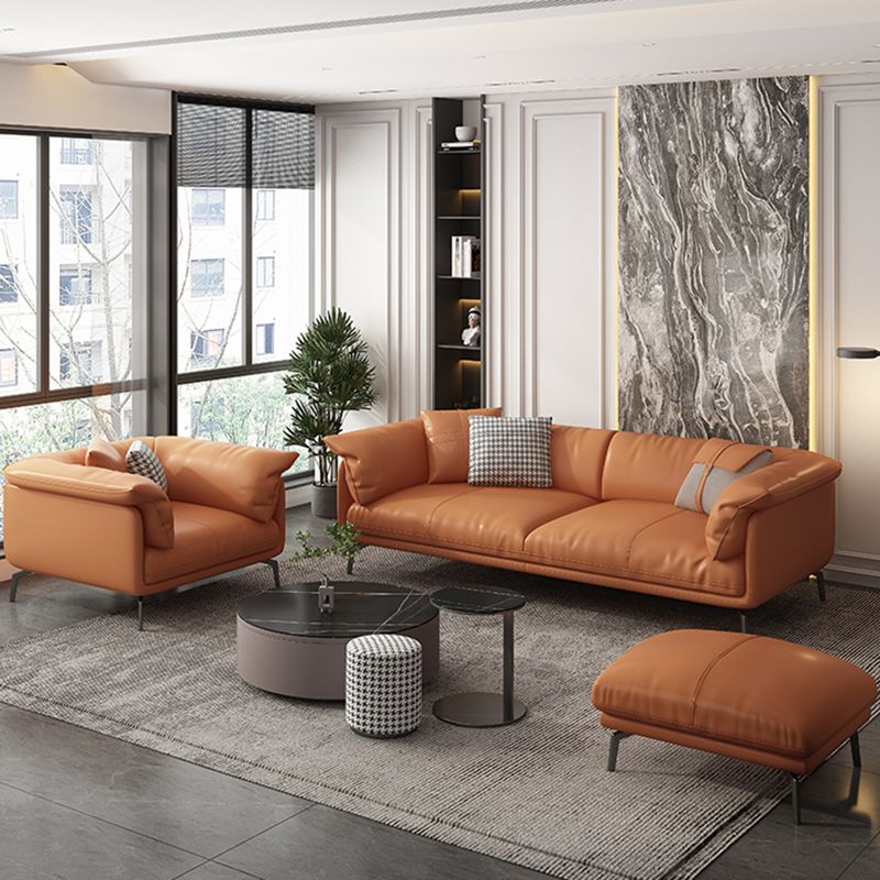 Stationary Stain Resistant Genuine Leather Living Room Pillow Top Arm Sofa Clearhalo 'furn' 'furn_sofas' 'Furniture' 'Living Room Furniture' 'Sofa' 'sofas' 1200x1200_e51b082a-c72e-4307-b71d-0e6ee54a36bf