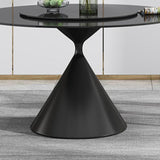 Round Sintered Stone Dining Table Modern Turntable Furniture with Pedestal Base