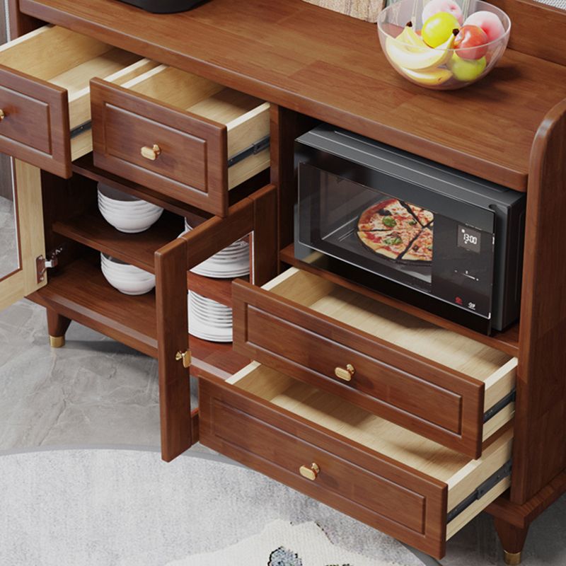 Cuffe da pranzo contemporaneo in legno massiccio 37 "H con armadi e cassetti