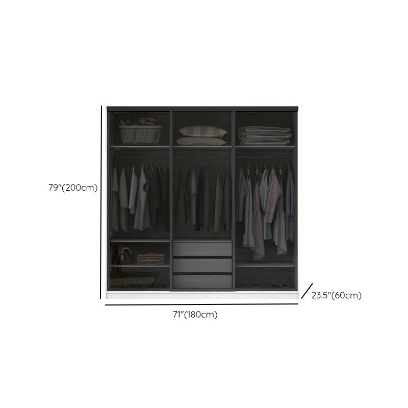 White Wardrobe with Grey Glass Doors Modern Storage Cabinet for Bedroom Clearhalo 'Armoires & Wardrobes' 'armoires_wardrobes' 'Bedroom Furniture' 'furn' 'furn_armoires_wardrobes' 'Furniture' 1200x1200_e51c2f1f-31cd-44ca-99e0-df4c1772a322