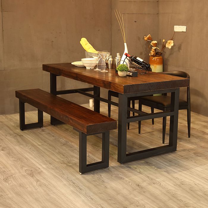 Industrial Style Solid Wood Dining Table Brown Rectangle Table with Trestle Base for Dinning Room Clearhalo ' dining_table' 'Dining Tables & Seating' 'Dining Tables' 'furn' 'furn_dining_table' 'Furniture' 'furniture_dining_table' 'Kitchen & Dining Furniture' 'kitchen&dining_furn' 'kitchen' 'kitchen_dining_table' 1200x1200_e51e99f5-1a29-40a8-9bca-88260a6220c4