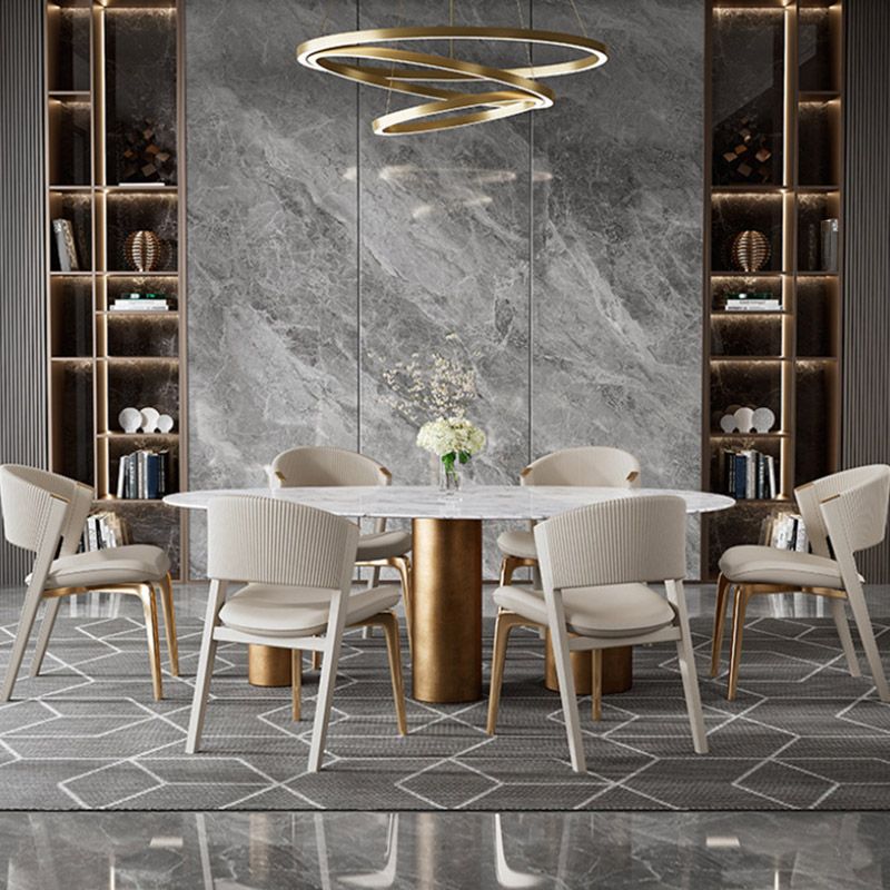 Glam Kitchen Dining Side Chair  Open Back Metal Legs Armless Chair