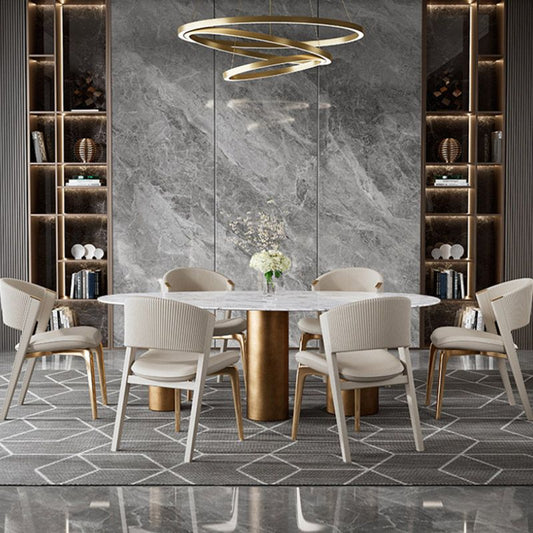 Glam Kitchen Dining Side Chair  Open Back Metal Legs Armless Chair