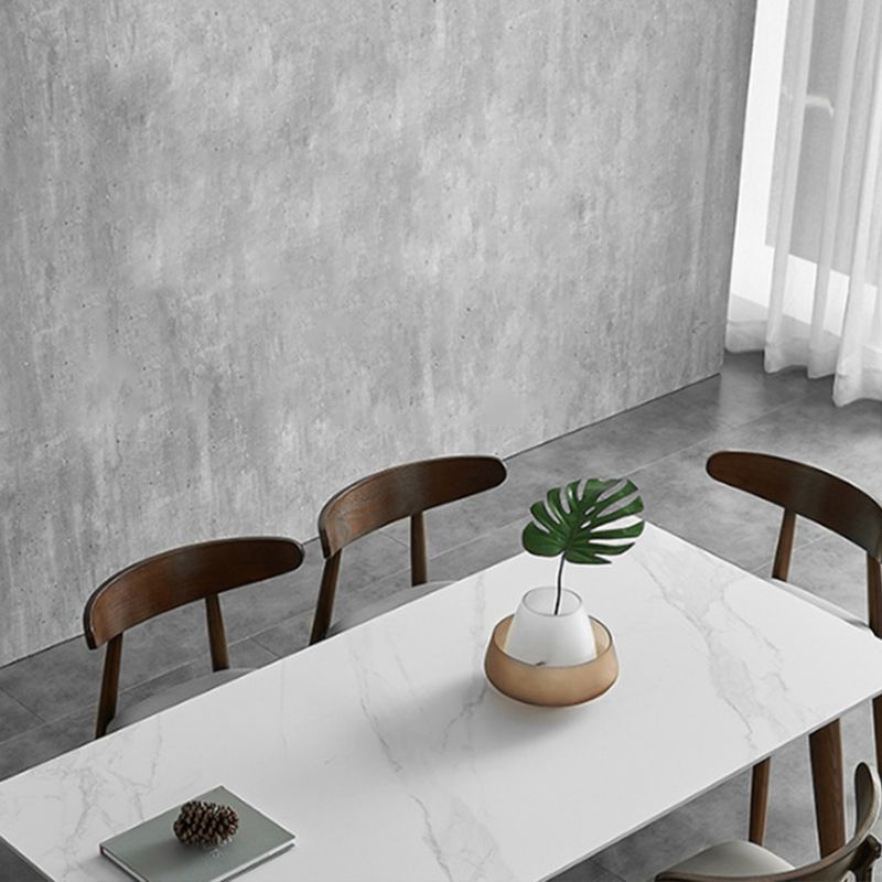 Table de salle à manger moderne du milieu du siècle avec plateau en pierre blanche avec 4 pieds