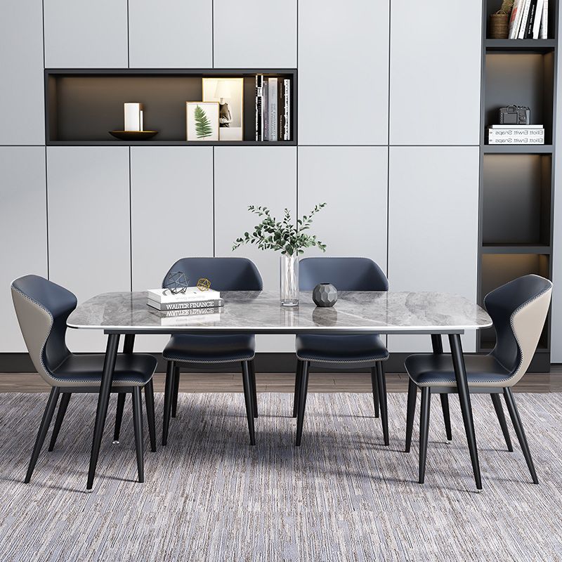 Modern Style Dining Room Set with Sintered Stone Dining Table and Upholstery Chairs Clearhalo 'Dining Room Sets' 'Dining Tables & Seating' 'dining_room_set' 'furn' 'furn_dining_room_set' 'Furniture' 'furniture_dining_room_set' 'Kitchen & Dining Furniture' 'kitchen&dining_furn' 'kitchen' 1200x1200_e521b3a4-283e-48e1-ae9c-6b5b410fff7b