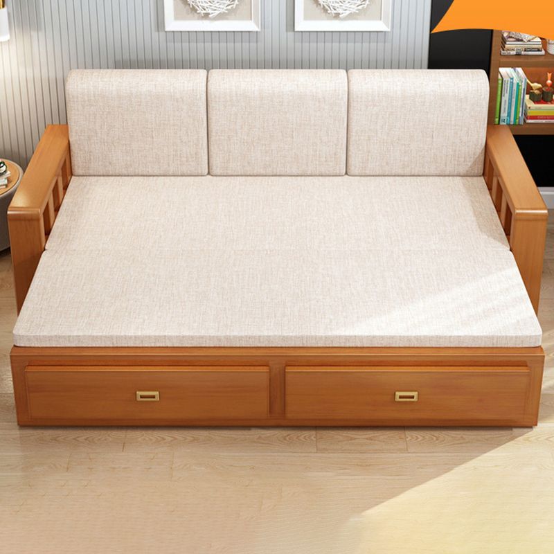 Removable Cushions Scandinavian Solid Wood Futon Sleeper Sofa Bed Clearhalo 'furn' 'furn_futons' 'Furniture' 'Futons & Daybeds' 'Futons' 'Living Room Furniture' 1200x1200_e522e962-261d-44f5-8286-6d5e125302c3