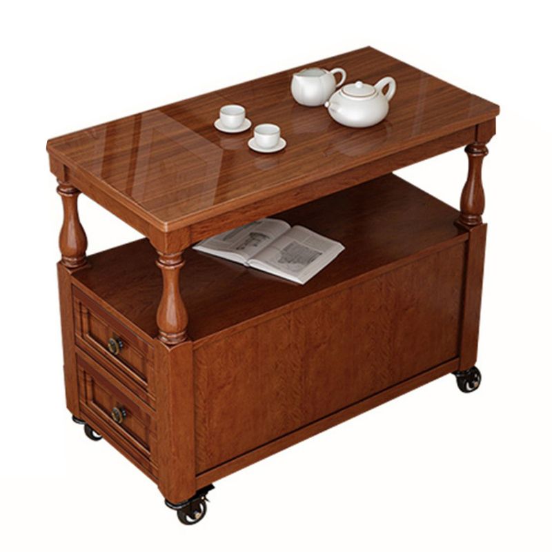 13.7" W X 23.6" H Farmhouse Wood Side Table Two-Drawer Side Table with Wheels Clearhalo 'Coffee & Accent Tables' 'End & Side Tables' 'end_side_tables' 'furn' 'furn_end_side_tables' 'Furniture' 'Living Room Furniture' 1200x1200_e524c698-0b10-46d5-8637-df18c797f4a8
