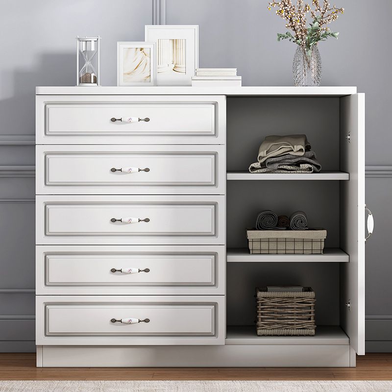Rangement contemporain coffre en bois blanc commode verticale pour chambre à coucher