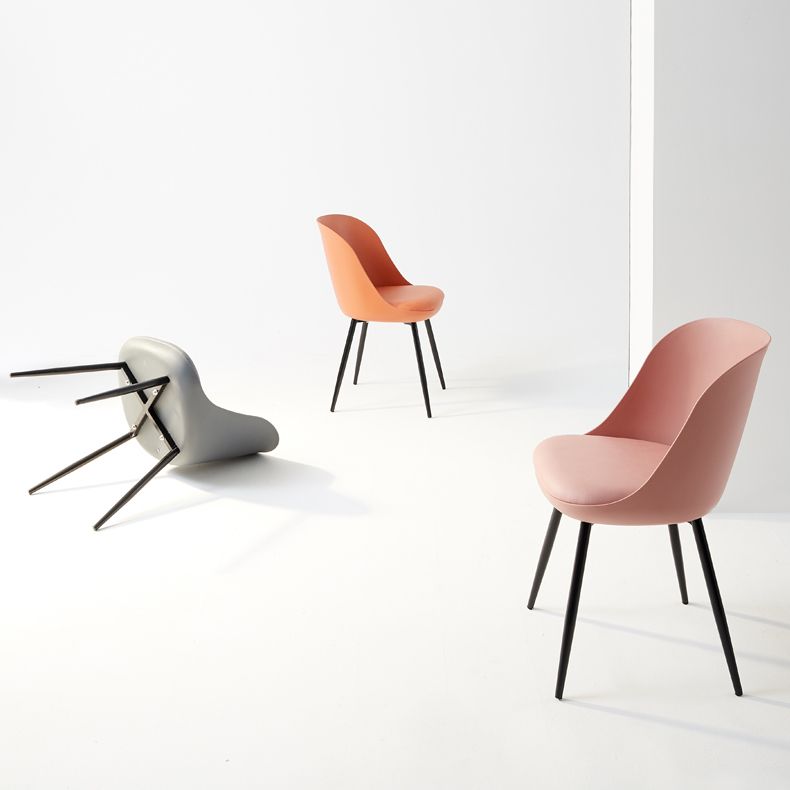 Leather Upholstered Armless Dining Chairs Solid Back Side Chairs with Metal Legs Clearhalo ' kitchen&dining_furn' 'Dining Chairs' 'Dining Tables & Seating' 'dining_chair' 'furn' 'furn_dining_chair' 'Furniture' 'furniture_dining_chair' 'Kitchen & Dining Furniture' 'kitchen' 1200x1200_e526f466-88bc-4537-8f36-ee9e89a3caac