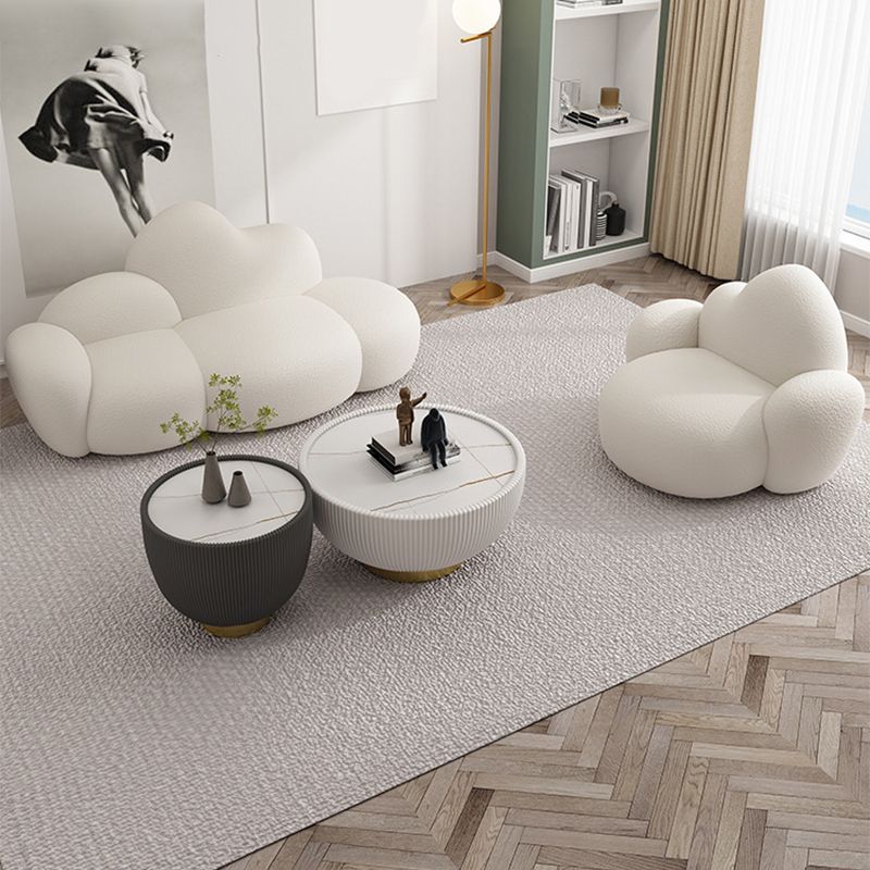 Divano curvo in lana bianca moderna di divano a braccio quadrato da 37,40 "per appartamento