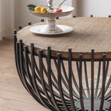 Rustic Solid Wood End Table Round Accent Side Table in Distressed Finish