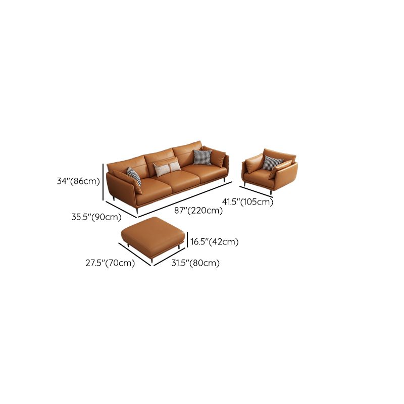 Medio de almohadas de naranja moderna almohada Top brazo asiento de cuero genuino