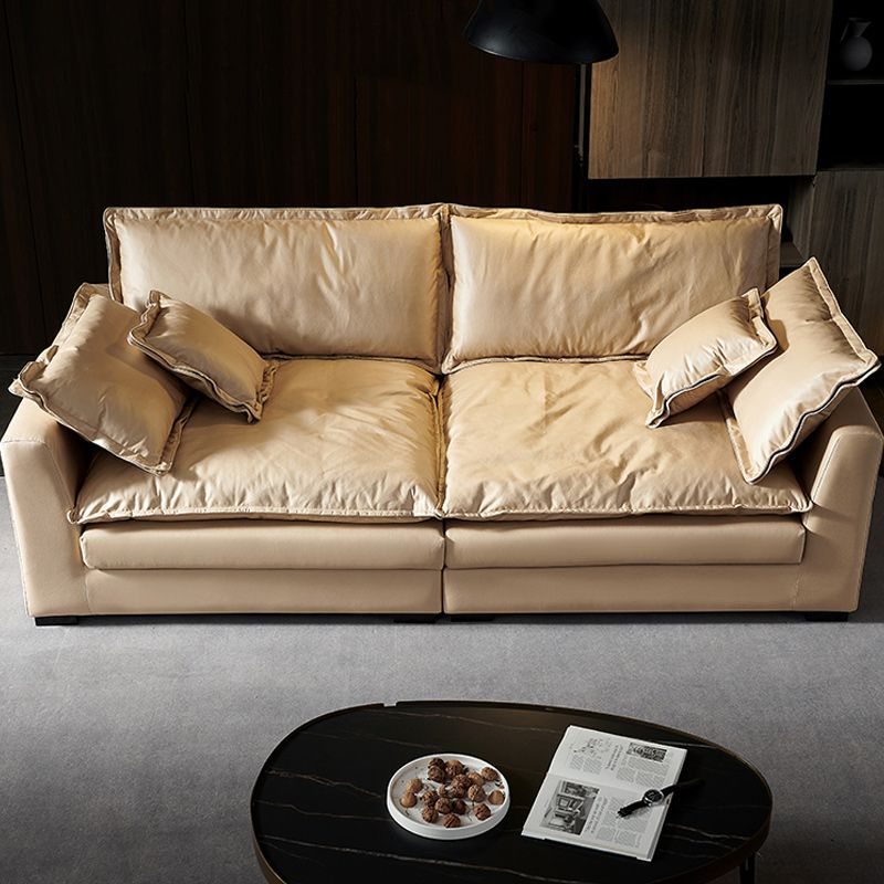 Beach Standard Sofa with Bolster Pillows 33.46"High Fabric Settee with Square Arm, Beige Clearhalo 'furn' 'furn_sofas' 'Furniture' 'furniture_sofas' 'Living Room Furniture' 'Sofa' 'sofas' 1200x1200_e5295918-7498-4aae-b77b-78660db6a29c