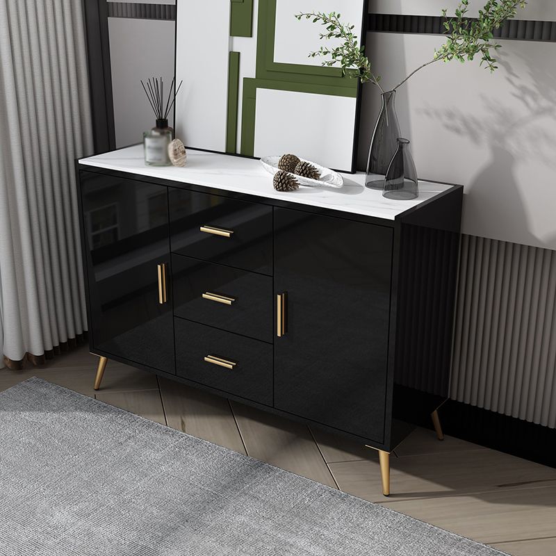 39.5"L Glam Style Side Board with Engineered Wood Drawers and Storage for Dining Room Clearhalo 'buffet_sideboard' 'Buffets & Sideboards' 'furn' 'furn_buffet_sideboard' 'Furniture' 'Kitchen & Dining Furniture' 1200x1200_e5298190-890b-4ac5-8a6e-c8fb683107d5