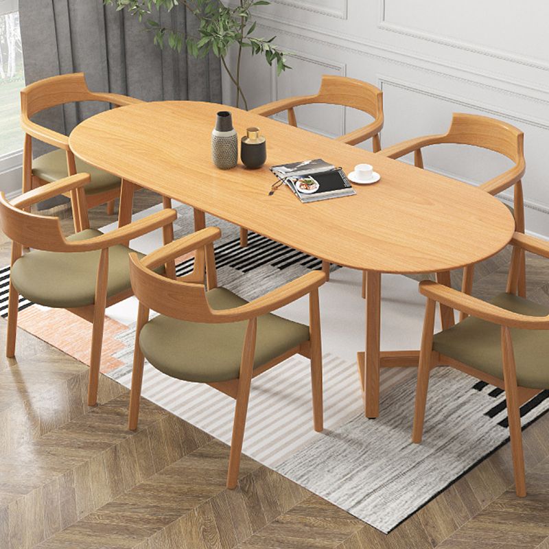 Simple Style Oval Wood Table Sled Solid Wood Base Home Table Clearhalo 'Dining Tables & Seating' 'Dining Tables' 'dining_table' 'furn' 'furn_dining_table' 'Furniture' 'Kitchen & Dining Furniture' 1200x1200_e52a1979-869c-4cdf-b4ee-1038147715bb